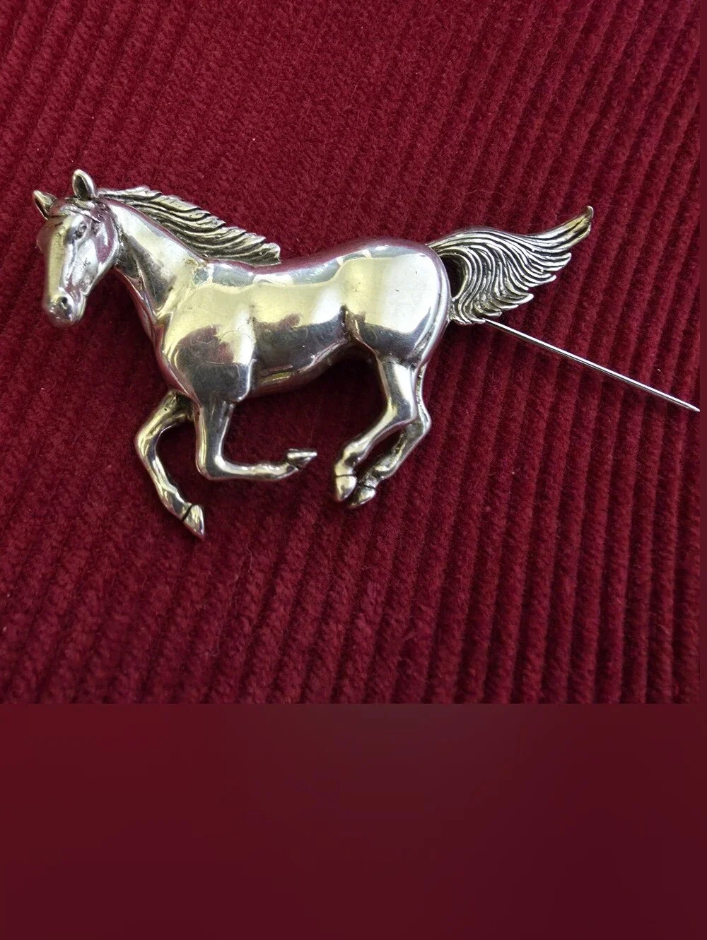 Authentic Glenn Sandoval Running Horse Brooch Navajo Sterling Silver - PAIR